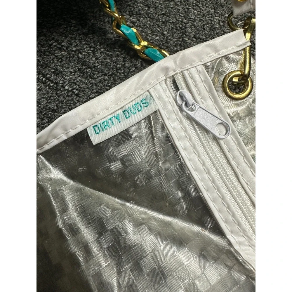 Vintage 80's Babies Alley Diaper‎ Bag Quilted Teal Green Retro Tote Chain Straps
